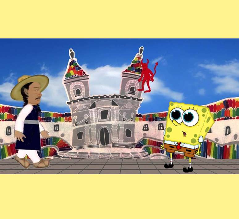 Quito parties with SpongeBob jigsaw puzzle