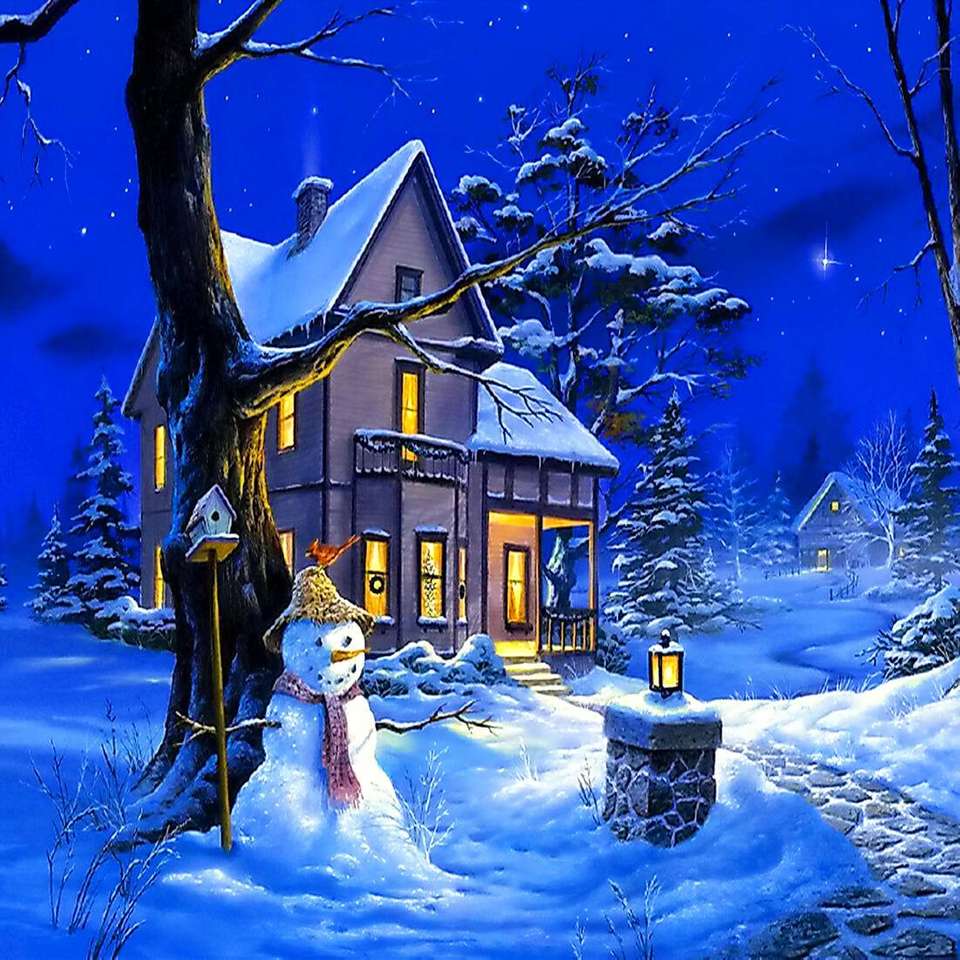 Zimowy krajobraz Bożego Narodzenia puzzle online
