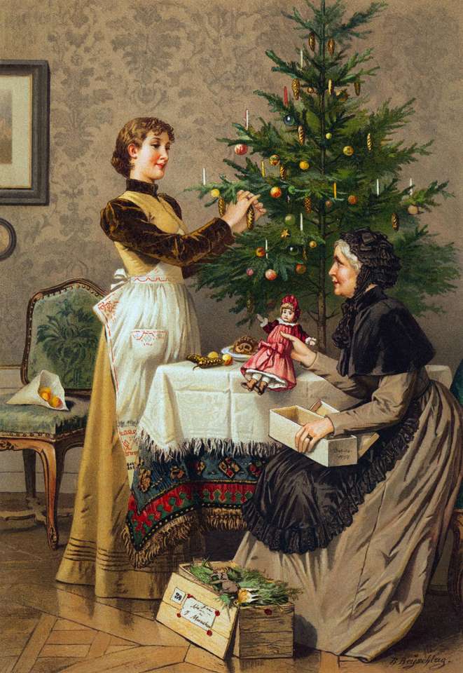 Malowanie Świąt Bożego Narodzenia w dawnych czasach puzzle online