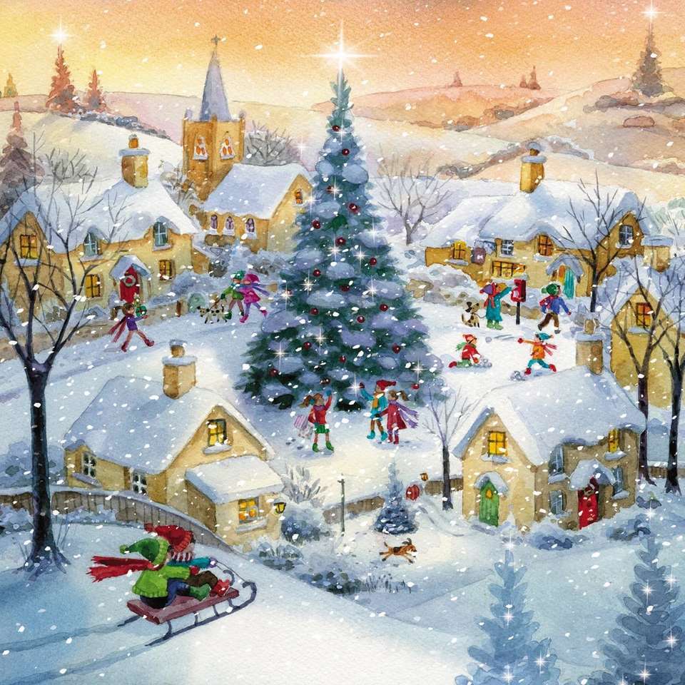 Картина Рождественская деревня головоломка