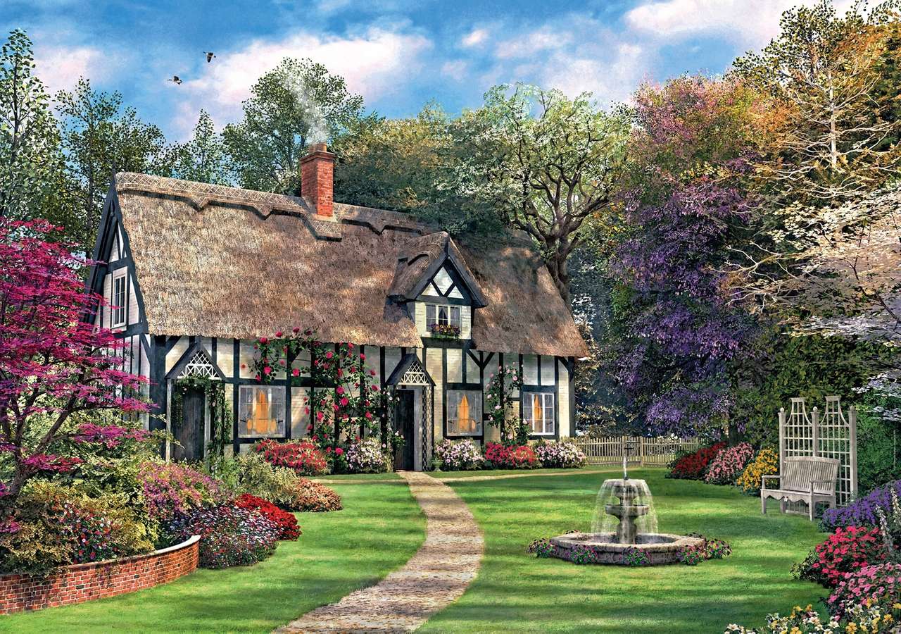 Malowanie domku na skraju lasu puzzle online