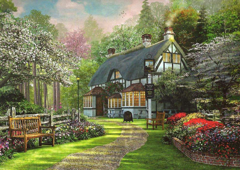 Malowanie domu na skraju lasu puzzle online