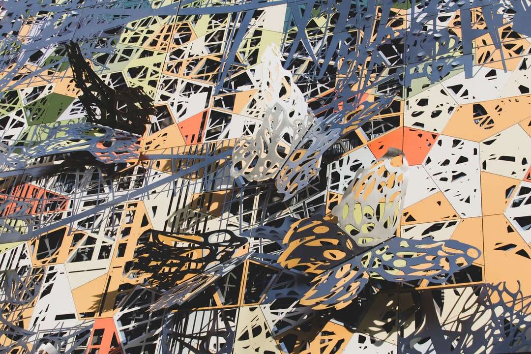 pomarańczowy, biały i czarny malarstwo abstrakcyjne puzzle online