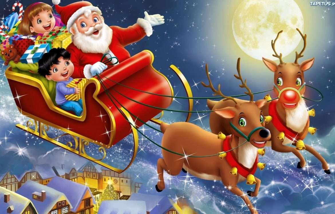 Święty Mikołaj z reniferem puzzle online