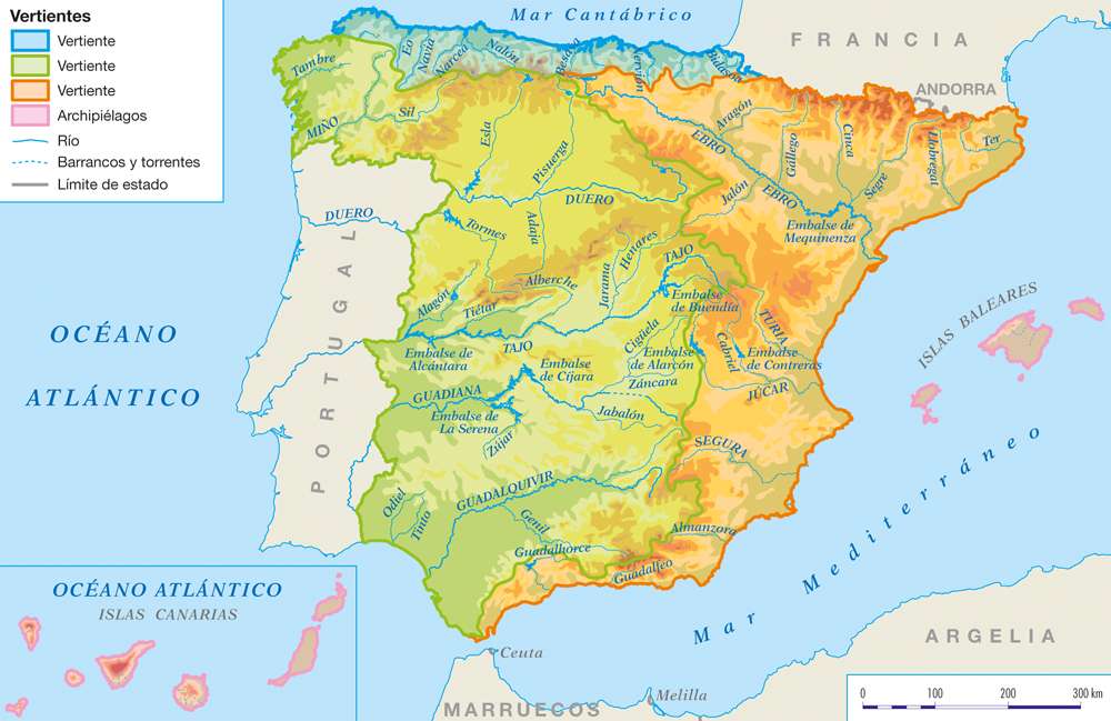 Mapa rzek Hiszpanii puzzle online