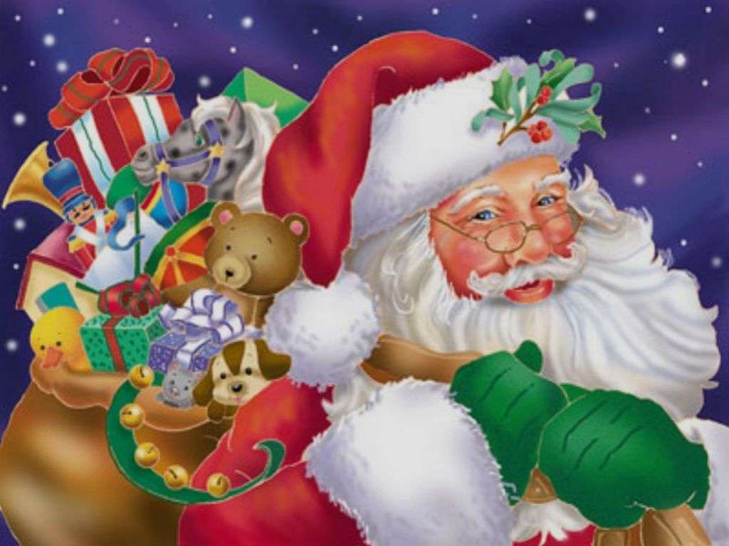 Święty Mikołaj z prezentami puzzle online