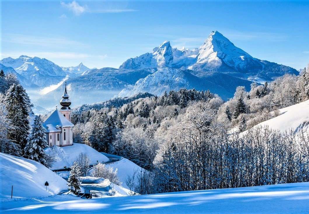 Kościół W Górach i Śnieg puzzle online
