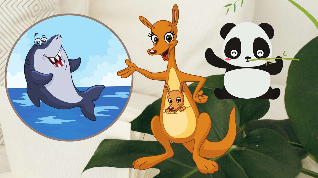 panda, kangur, rekin puzzle online