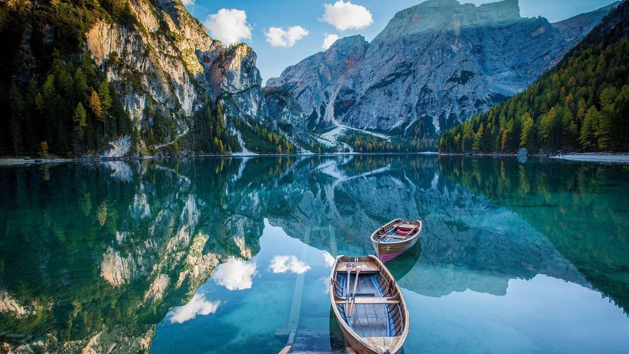 krajobraz z łódką puzzle online