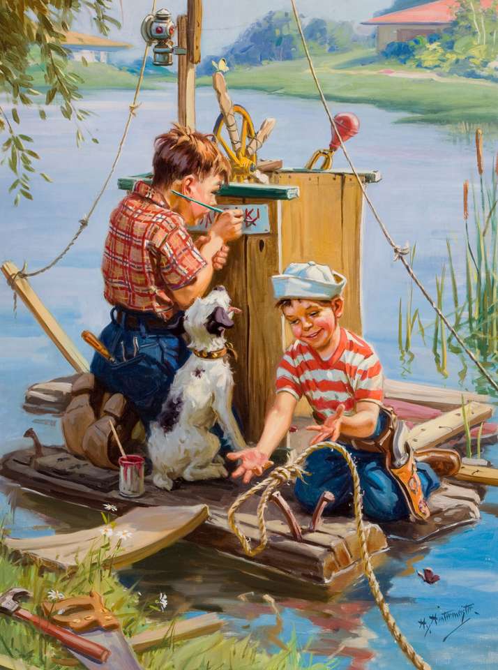 Chłopcy na łodzi puzzle online