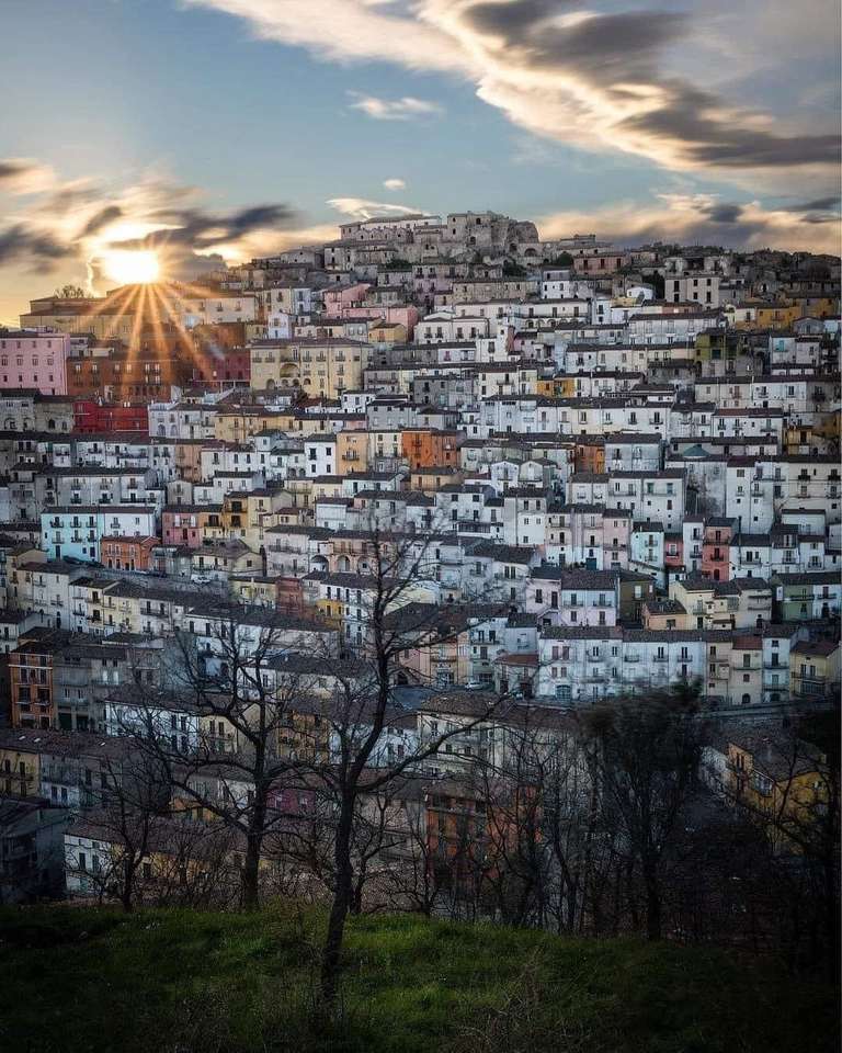 początek zachodu słońca Calitri Włochy puzzle online