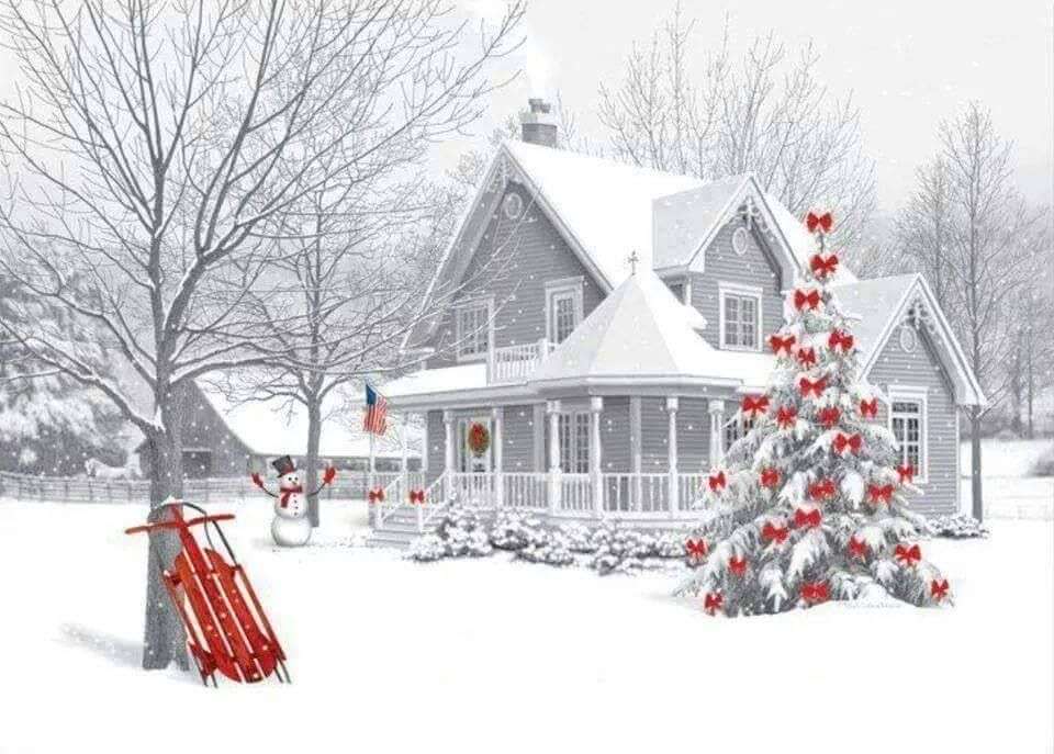 ośnieżony świąteczny dom puzzle online