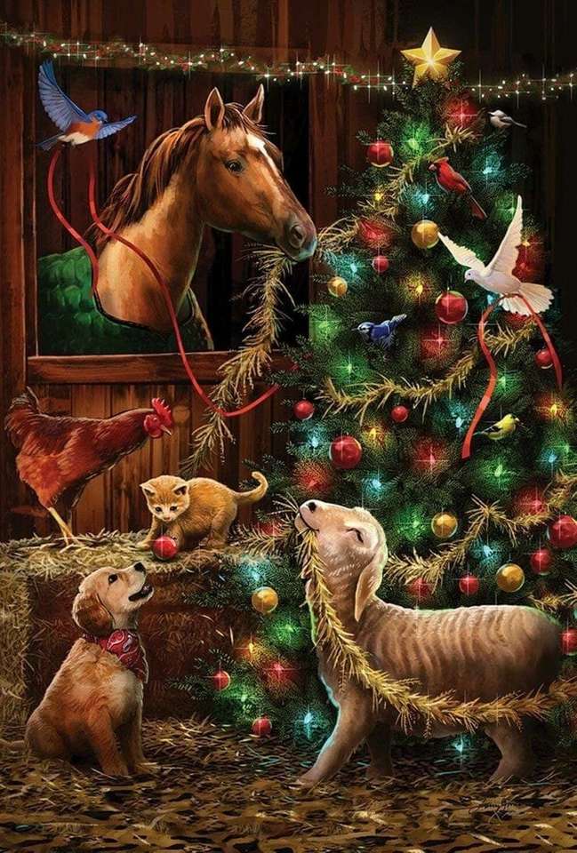 dekoracja zwierząt stodoły na Boże Narodzenie puzzle online