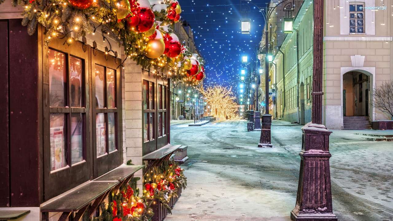 widoczek świąteczny na ulicy puzzle online