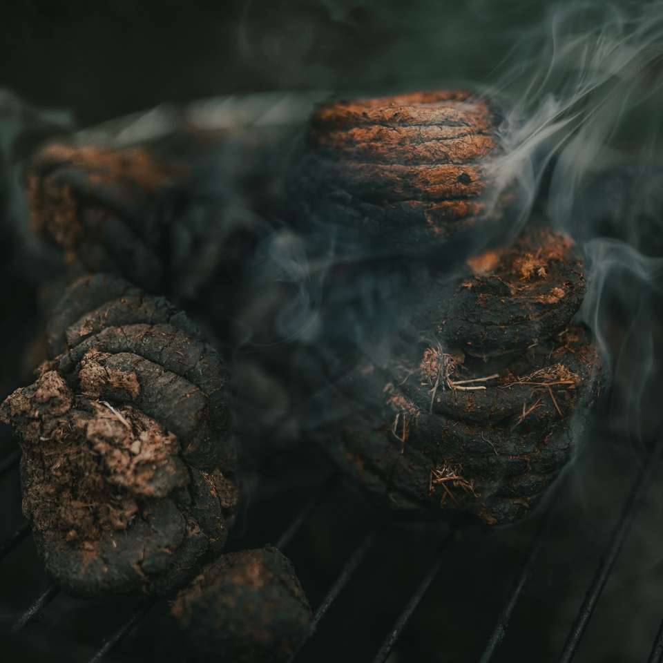 brązowe szyszki na grillu węglowym puzzle online