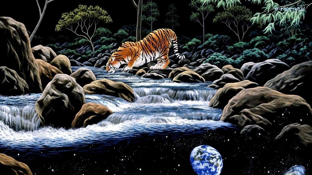 tygrys nad rzeką puzzle online