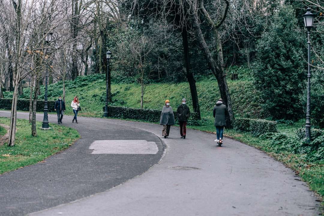 ludzie chodzą po szarej betonowej drodze w ciągu dnia puzzle online