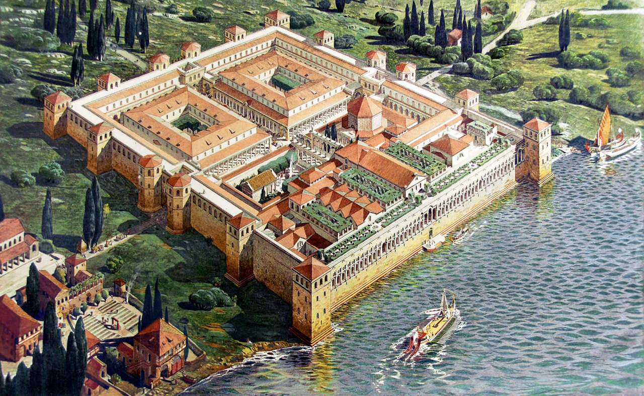 Podzielony model pałacu Dioklecjana w Chorwacji puzzle online