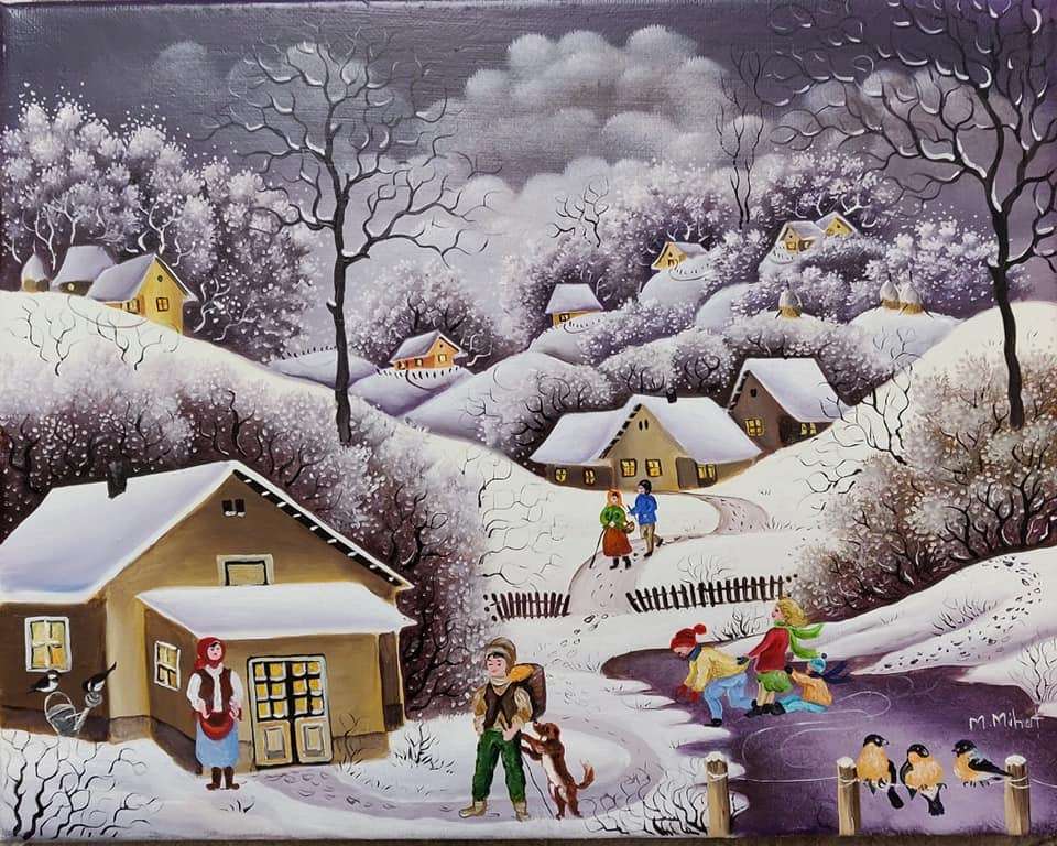 Zima na alei i śniegu puzzle online