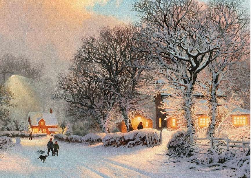 Wieś w zimie. puzzle online