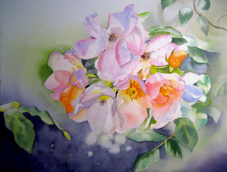 Malowanie wazonów kwiatowych akwarela puzzle online