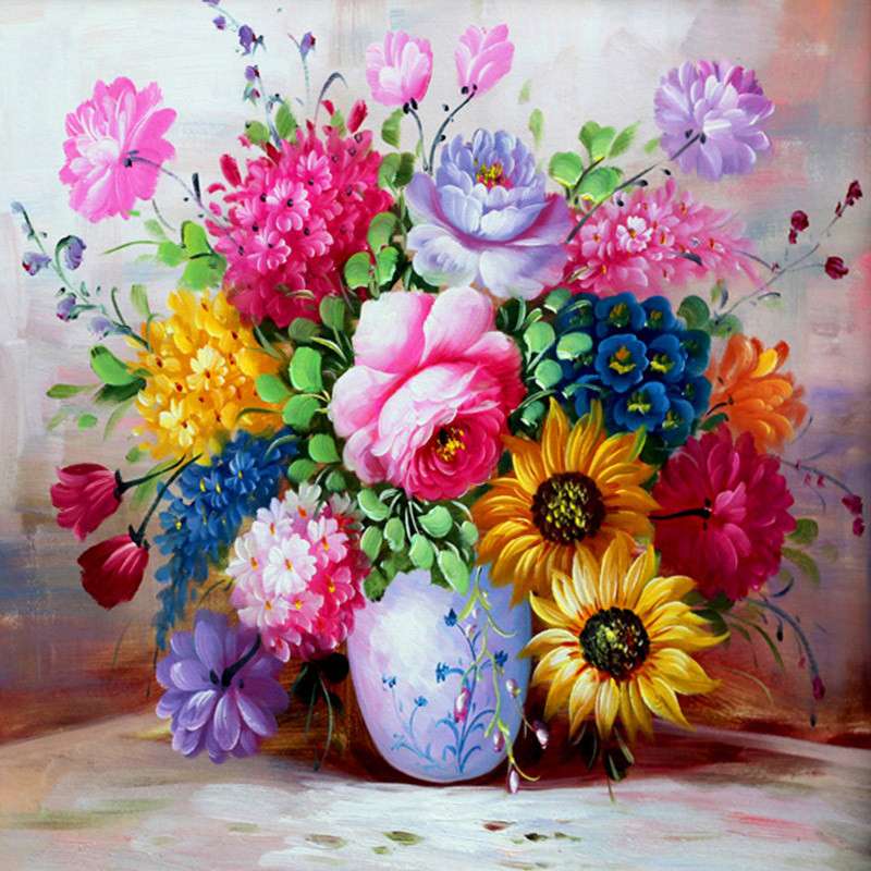 Malowanie wazonów kolorowych kwiatów puzzle online