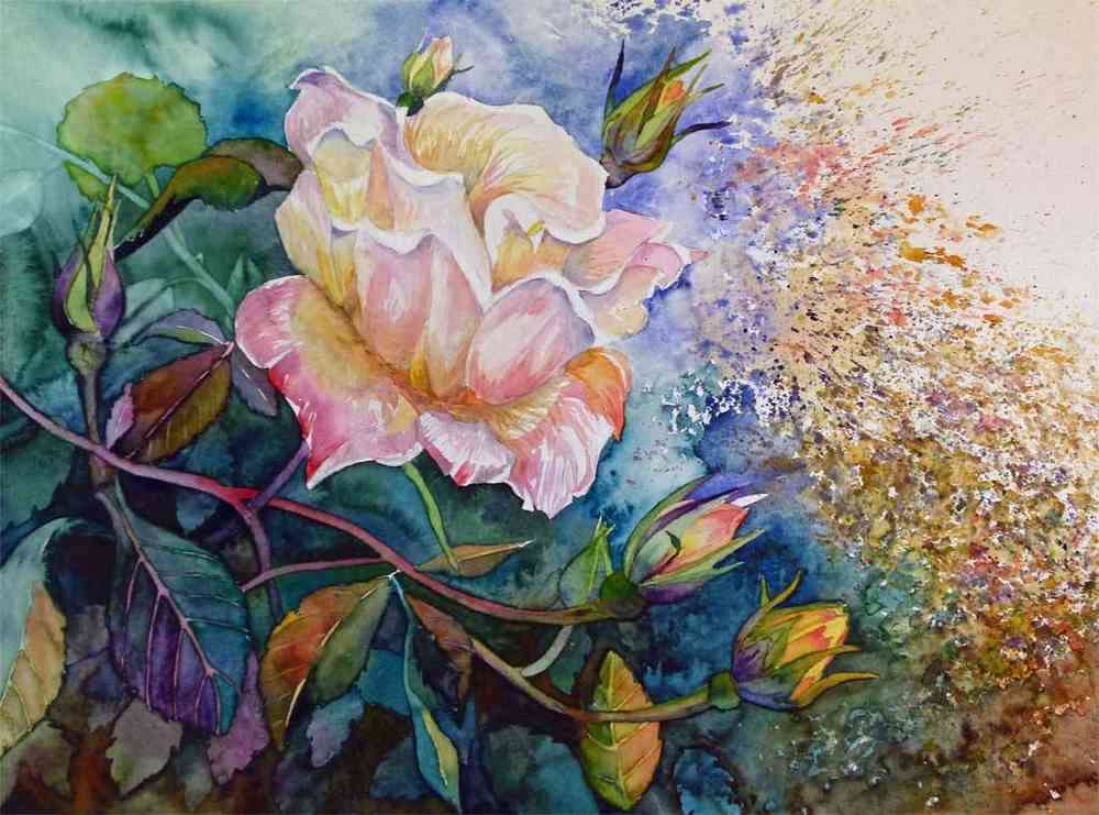 Malowanie krzewu róży na żółto puzzle online
