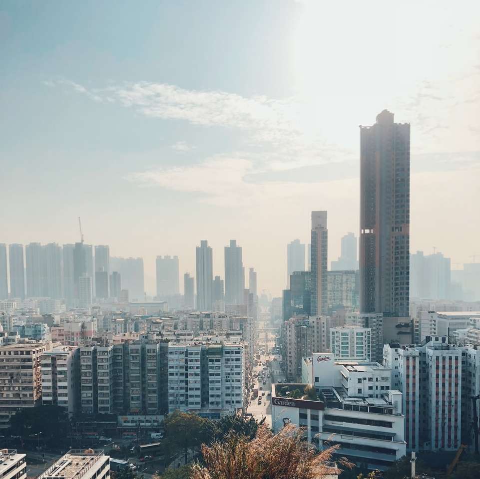 panoramę miasta pod białym niebem w ciągu dnia puzzle online