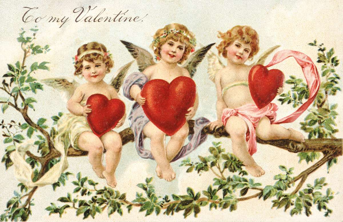 Walentynki pocztówka vintage puzzle online