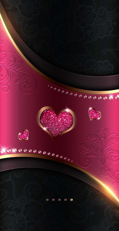 Serce ze złota z różowym brokatem puzzle online