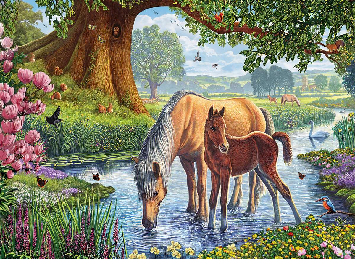 Konie do rzeki puzzle online