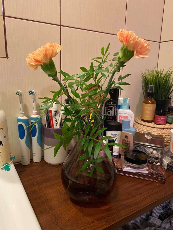 Kwiaty w łazience puzzle online