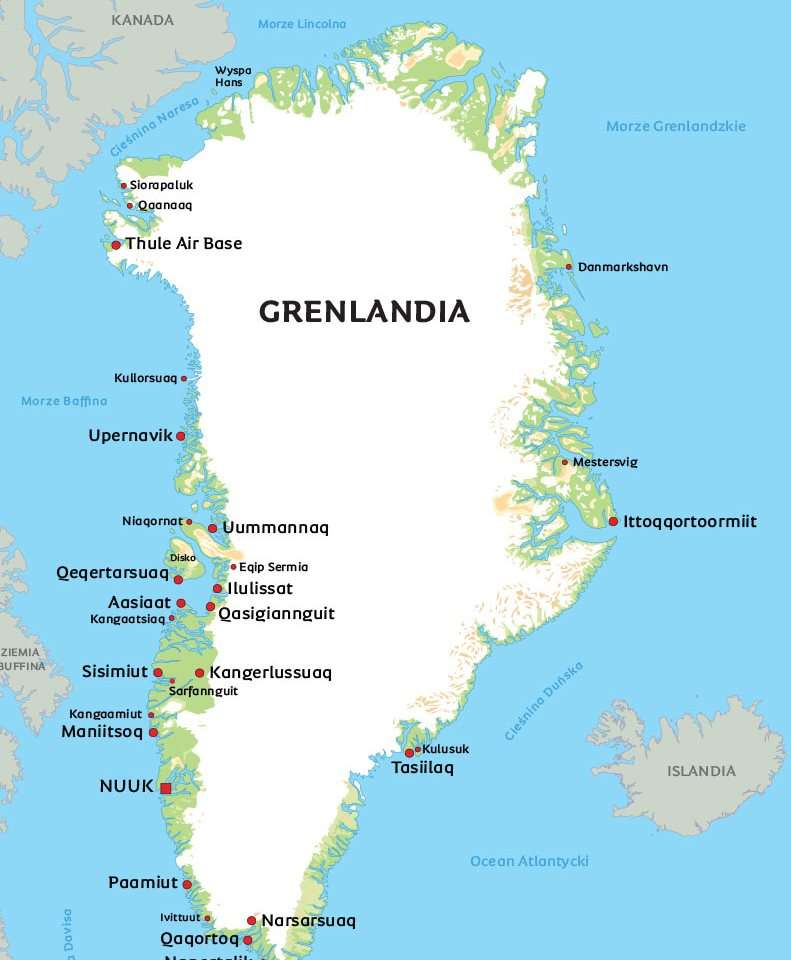 Mapa Grenlandii puzzle online