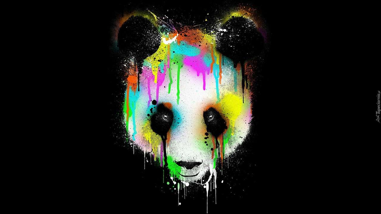 Panda Czarne tło puzzle online