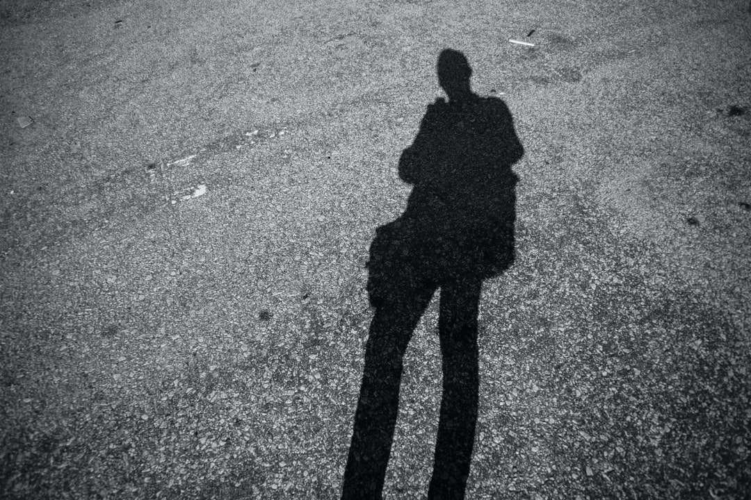 cień osoby na szarej asfaltowej drodze w ciągu dnia puzzle online