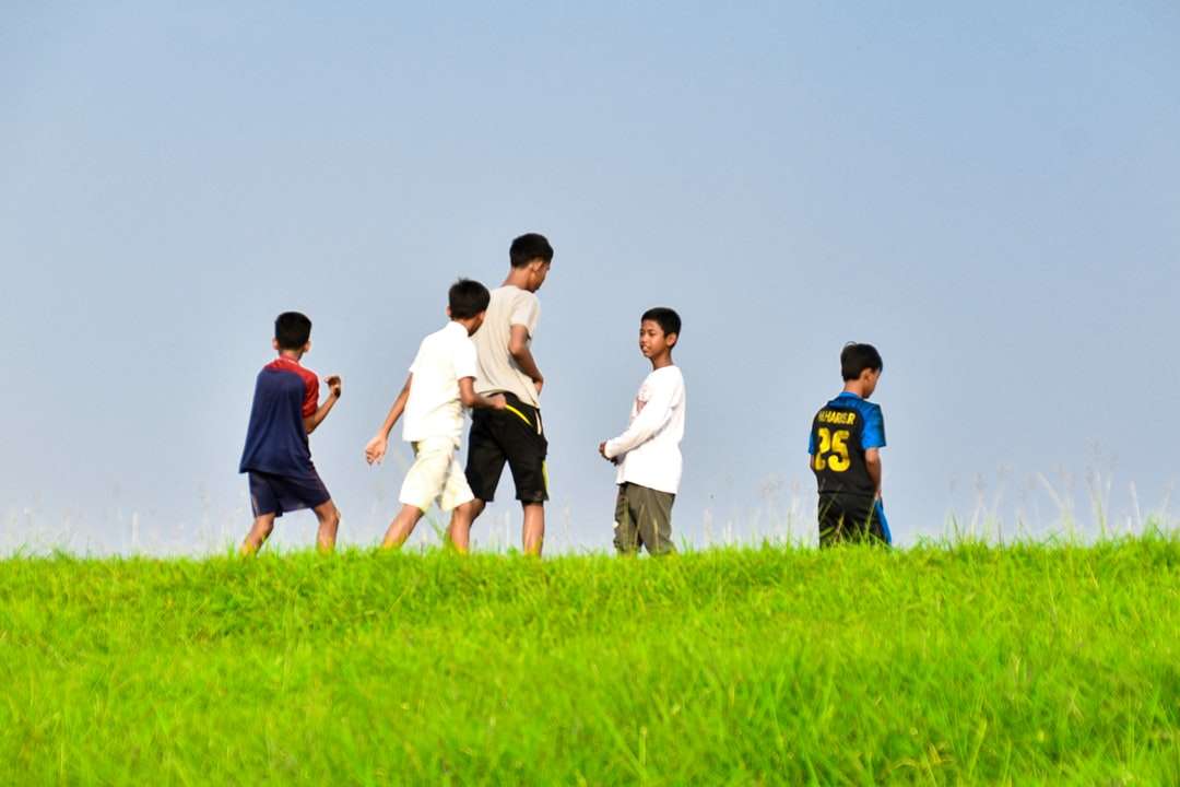 grupa ludzi stojących na polu zielonej trawie w ciągu dnia puzzle online
