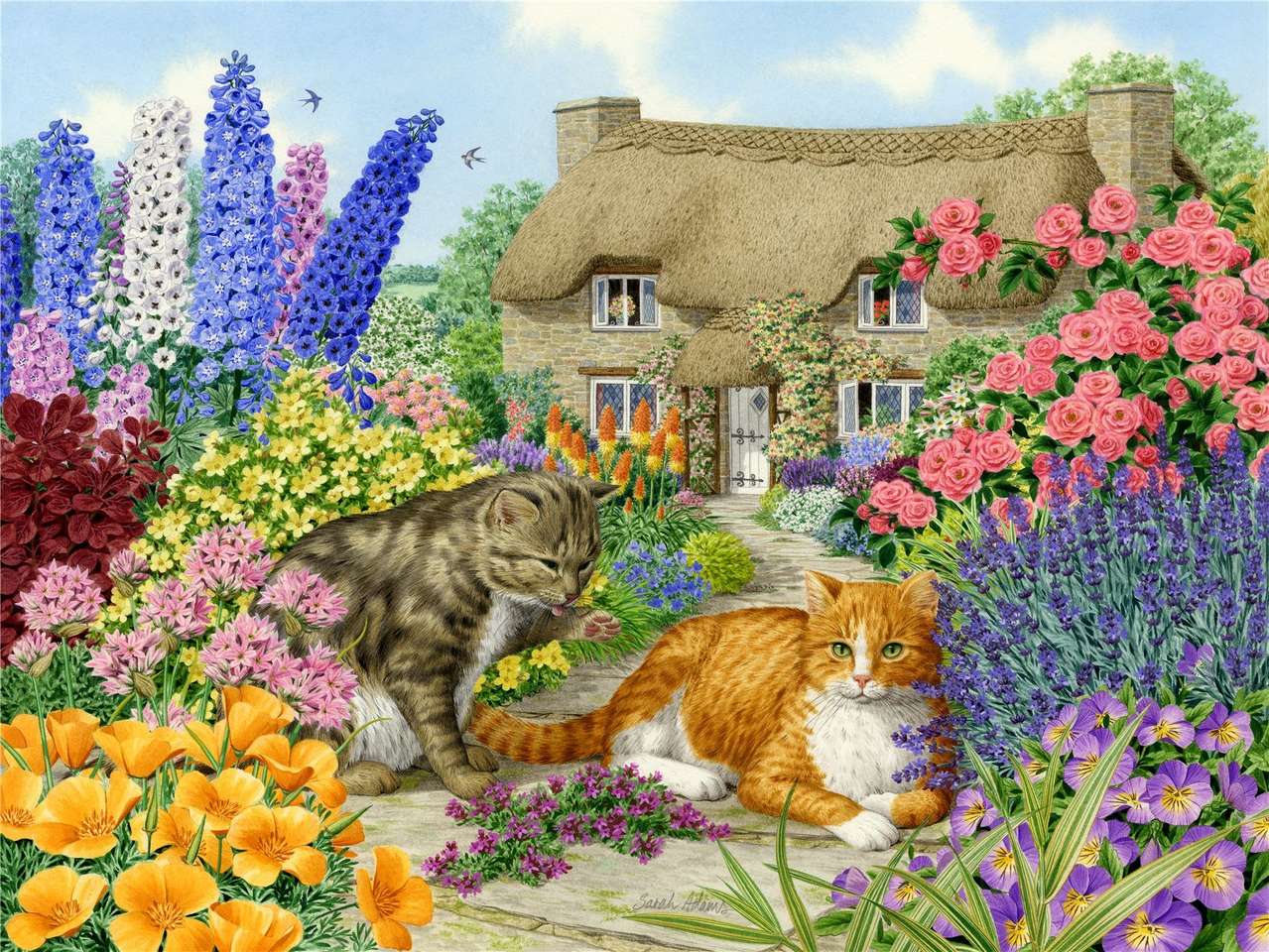 Spring Cottage Cats puzzle online