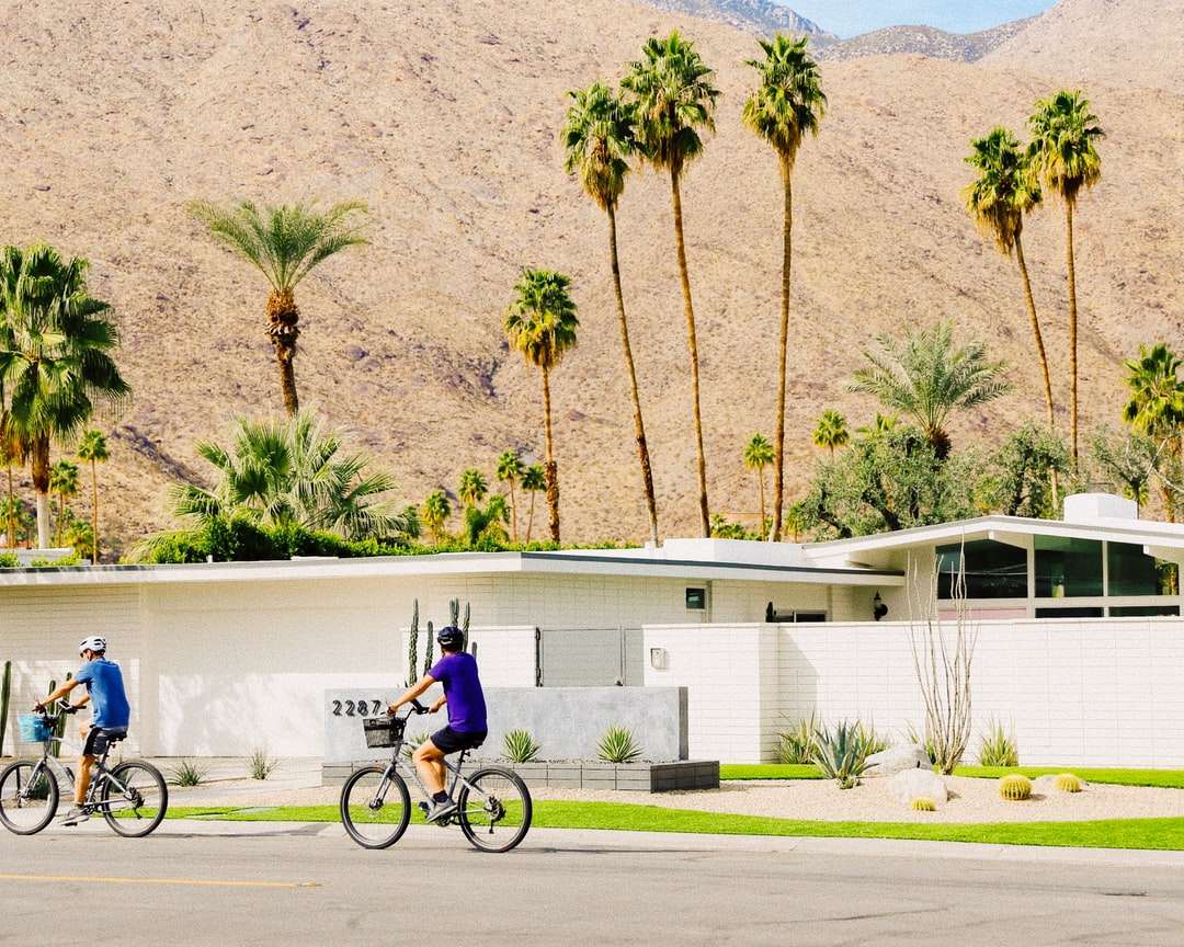 człowiek w niebieskiej koszuli, jazda na rowerze na drodze w ciągu dnia puzzle online