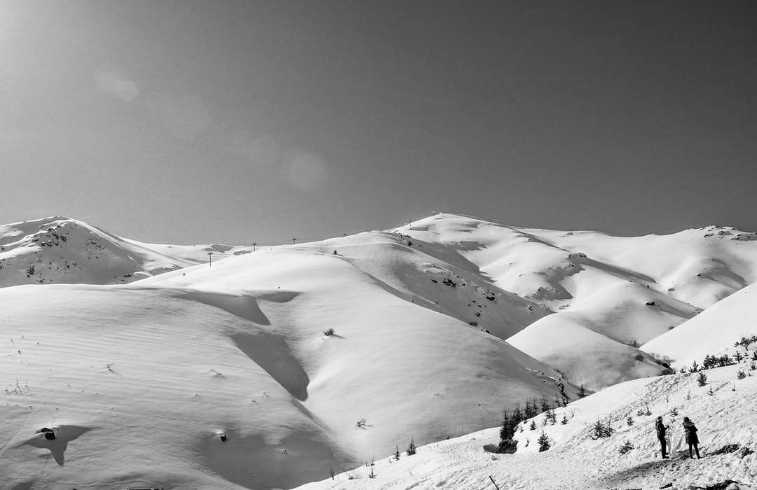 zdjęcie w skali szarości góry pokrytej śniegiem puzzle online