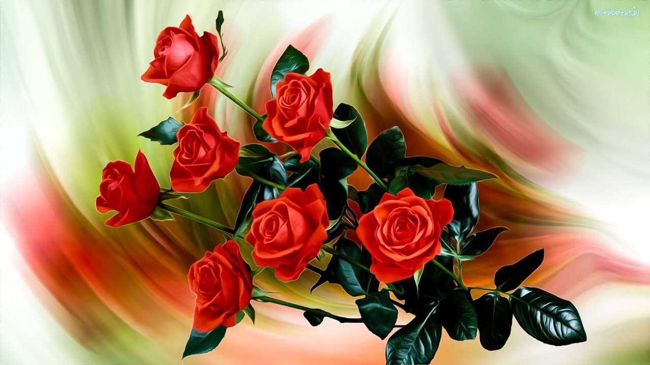 obraz- czerwone róże puzzle online