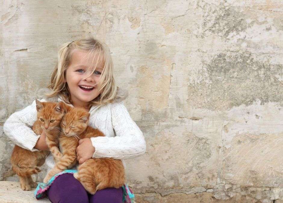 dziewczynka z kotkami puzzle online