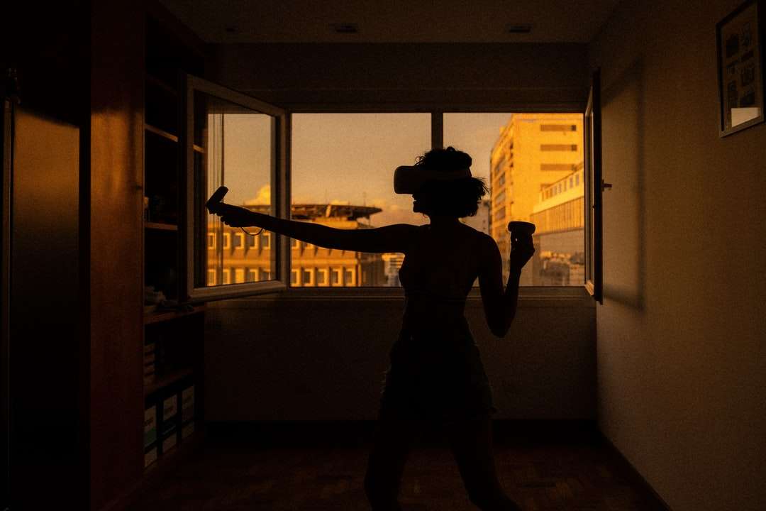 sylwetka człowieka stojącego w pobliżu okna puzzle online