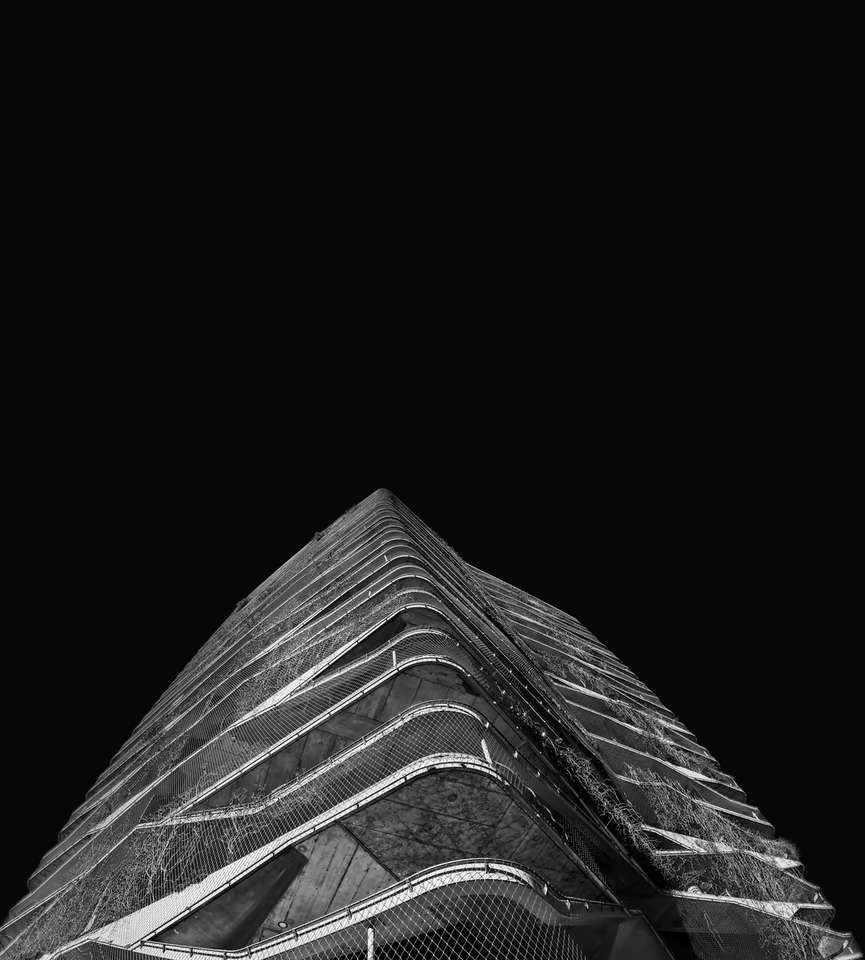 czarno-białe zdjęcie wieżowca puzzle online