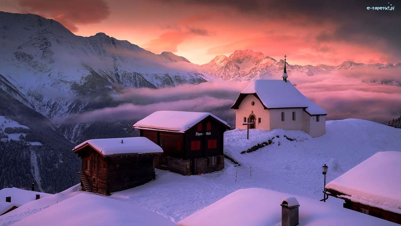 alpy w szwajcarii zimą puzzle online