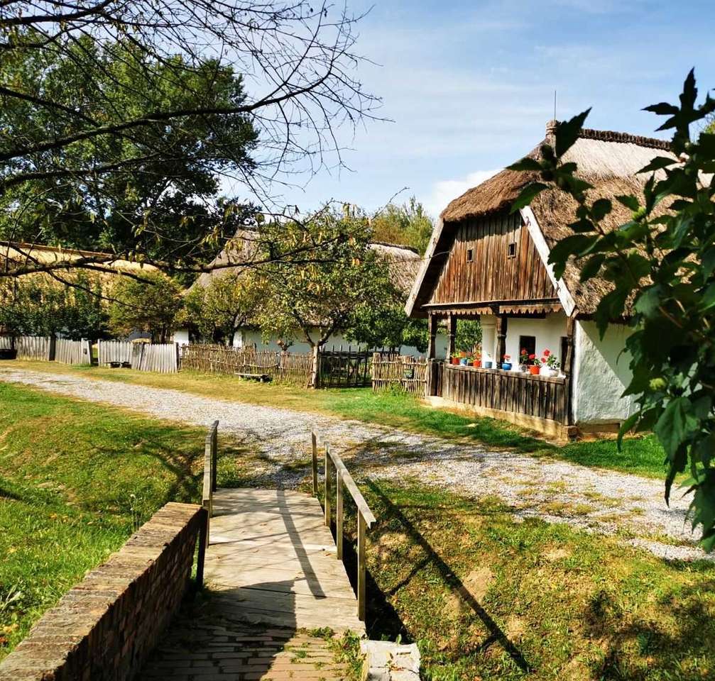 Zabytkowe domy w wiosce muzeów na Węgrzech puzzle online