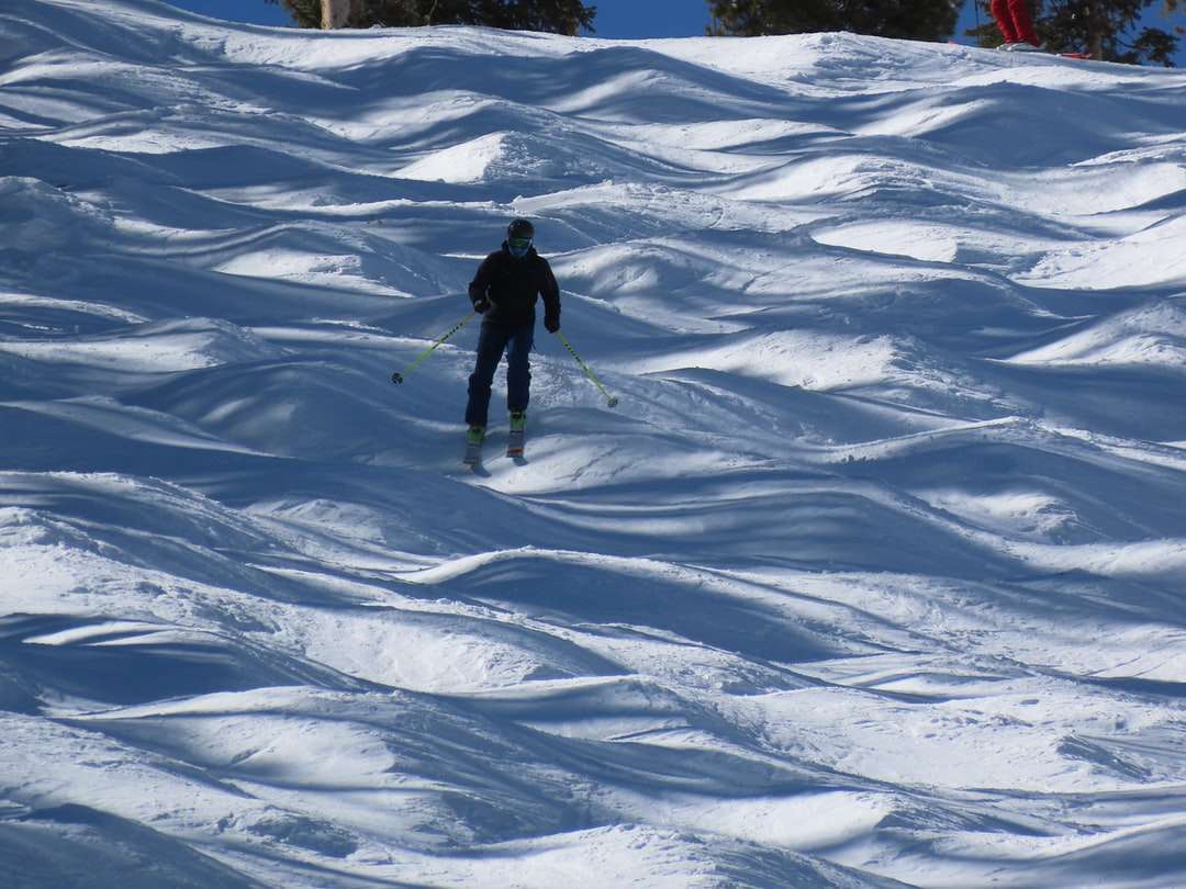 osoba w czarnej kurtce chodzenia po ziemi pokrytej śniegiem puzzle online
