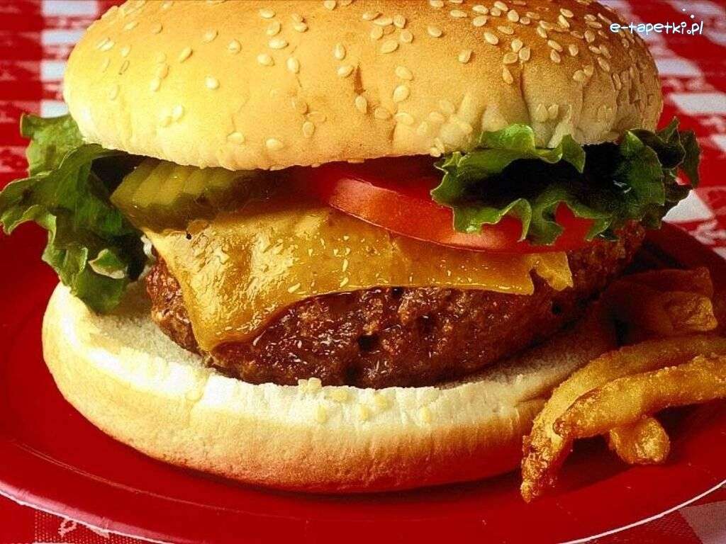 Hamburger- Mięso, Sałata, Pomidora puzzle online