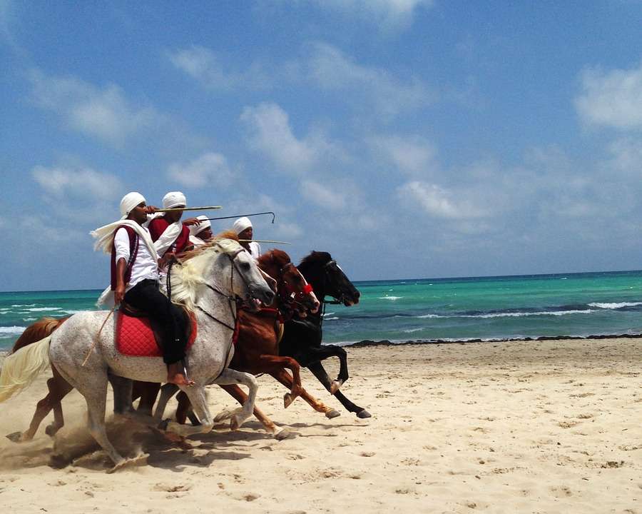 widoczek na morskiej plaży  w tunezji puzzle online