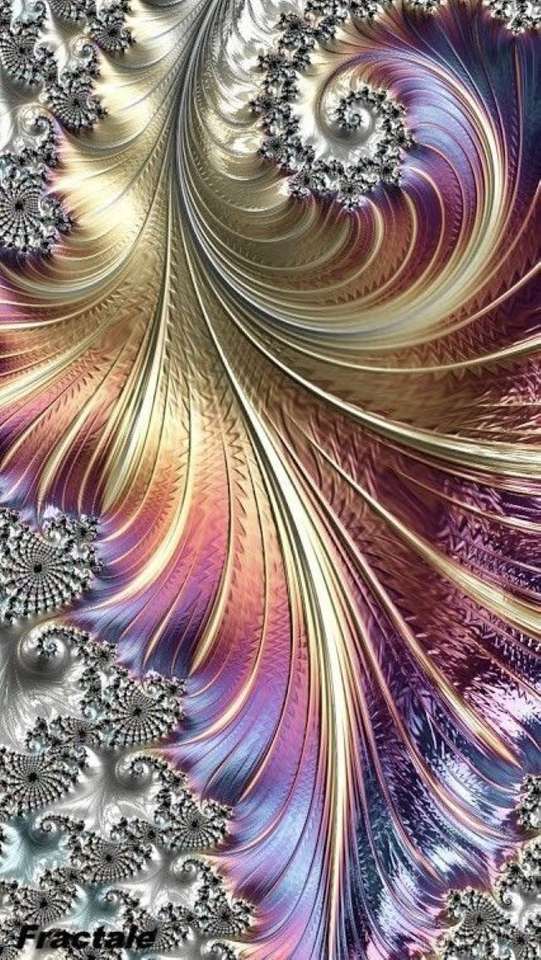 Fraktalna struktura spiralna w srebrnym złotym pastelu puzzle online