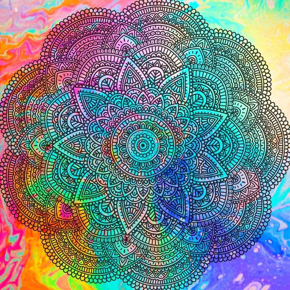 Mandala w kolorach tęczy puzzle online